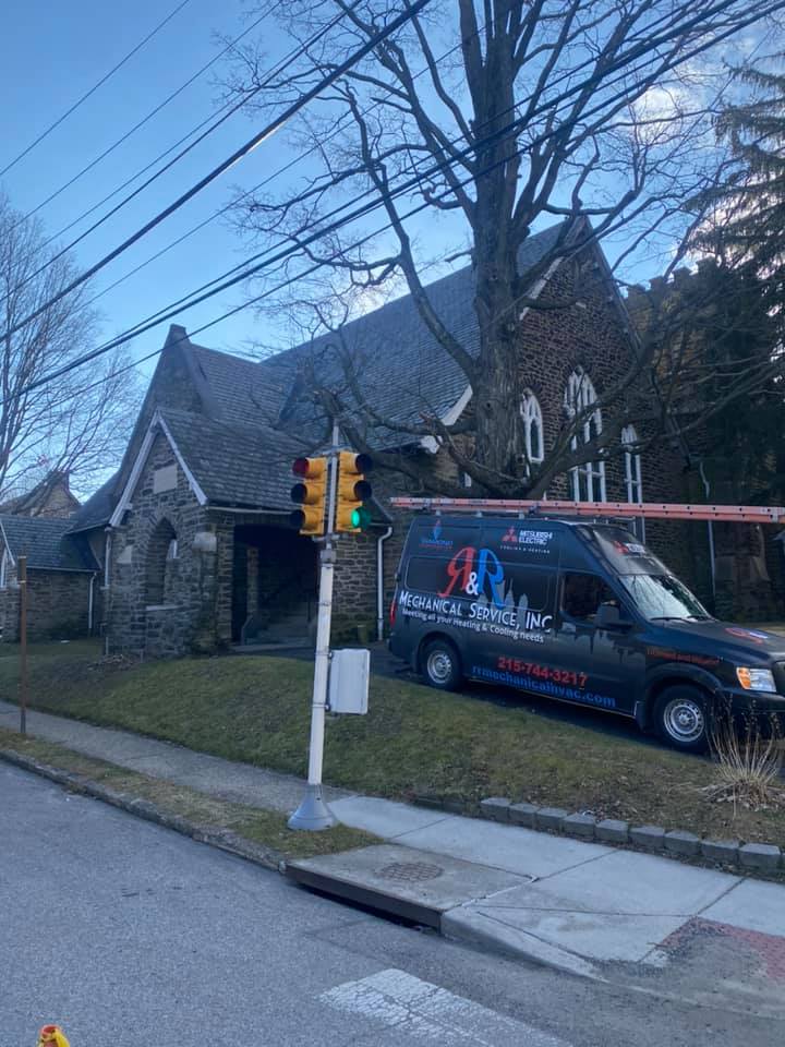 HVAC van backup up to home in winter